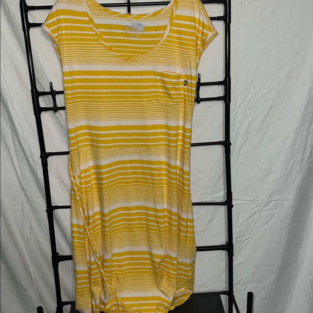 The North Face Yellow and White Striped Top